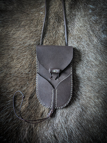 Bushcraft Neck Pouch - Wearable Leather Trail Bag