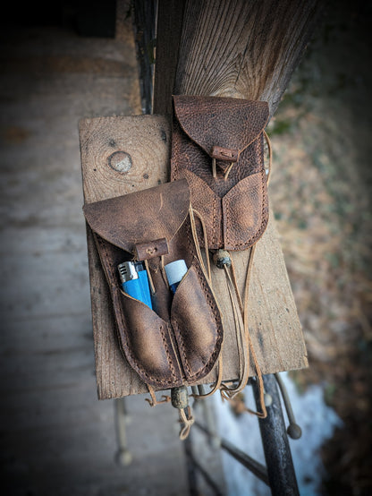 Bushcraft Neck Pouch - Wearable Leather Trail Bag