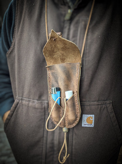 Bushcraft Neck Pouch - Wearable Leather Trail Bag