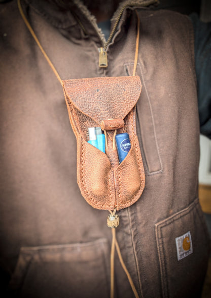Bushcraft Neck Pouch - Wearable Leather Trail Bag