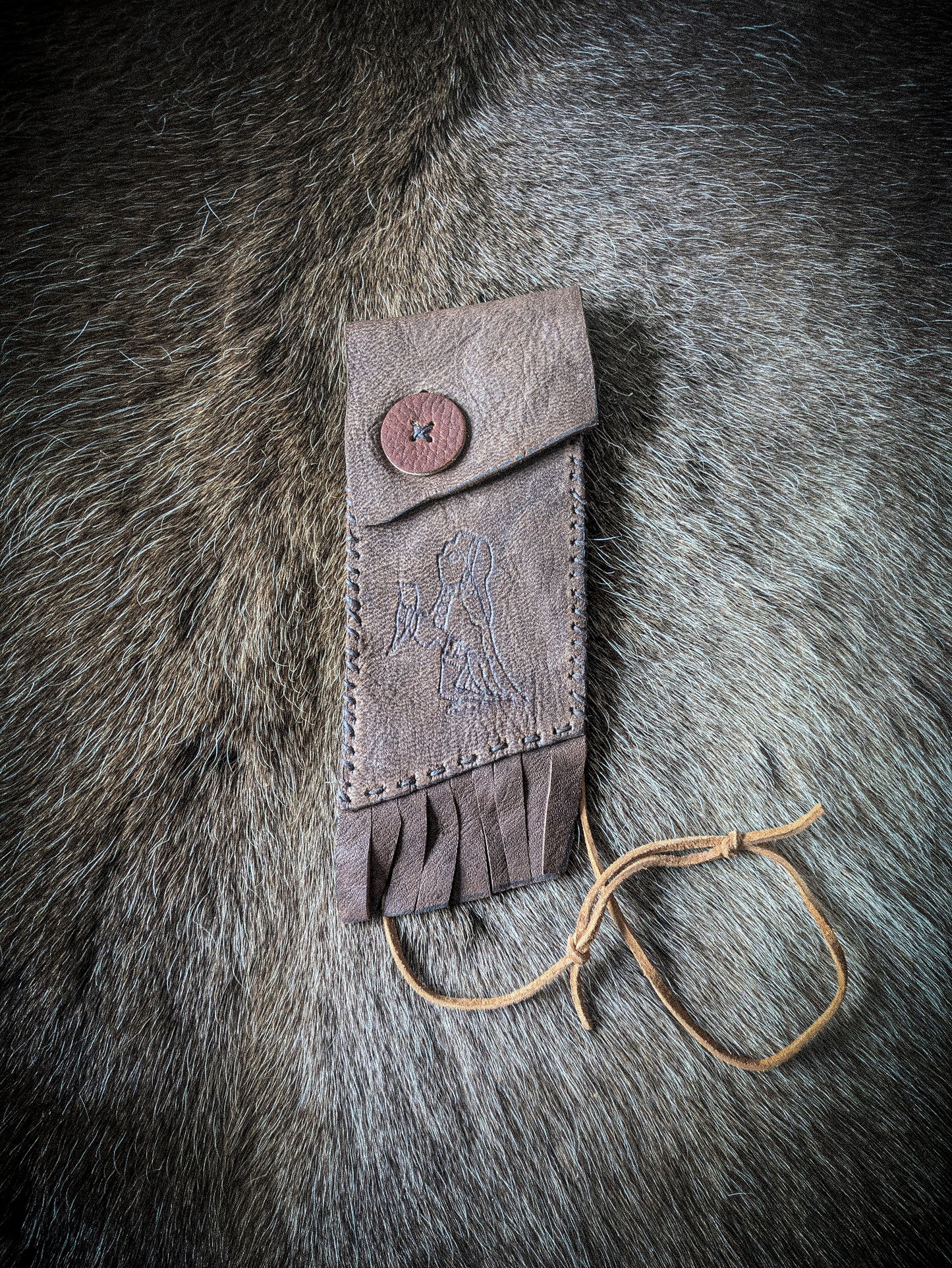 Neolithic Neck Pouch - Wearable Leather Trail Bag