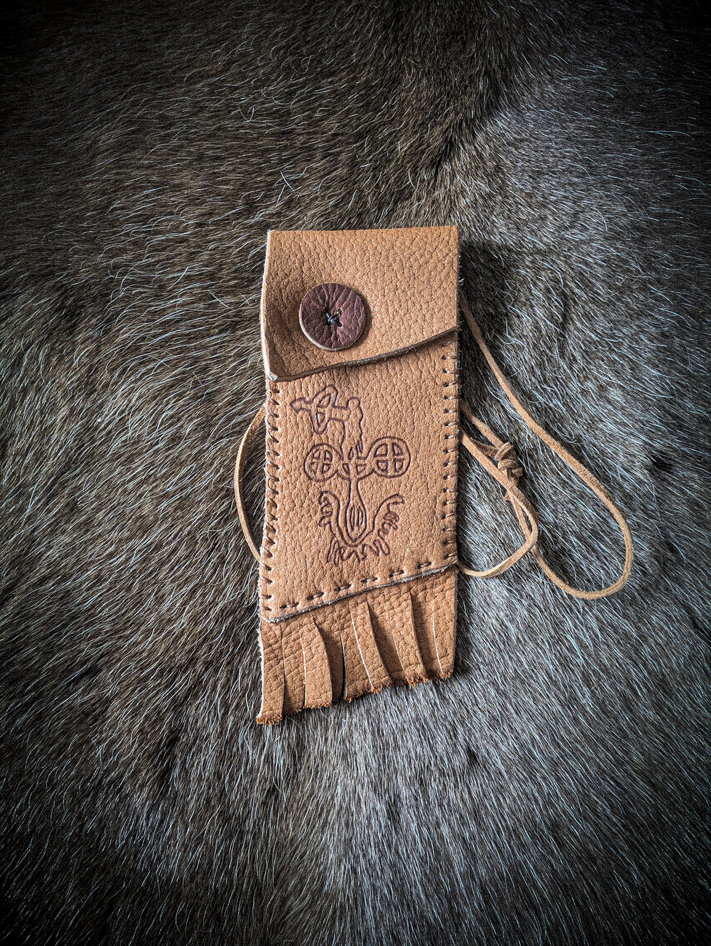 Neolithic Neck Pouch - Wearable Leather Trail Bag