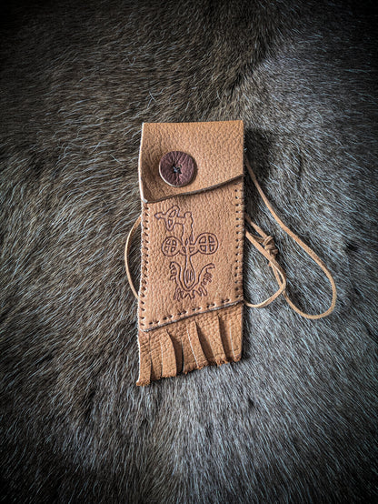 Neolithic Neck Pouch - Wearable Leather Trail Bag