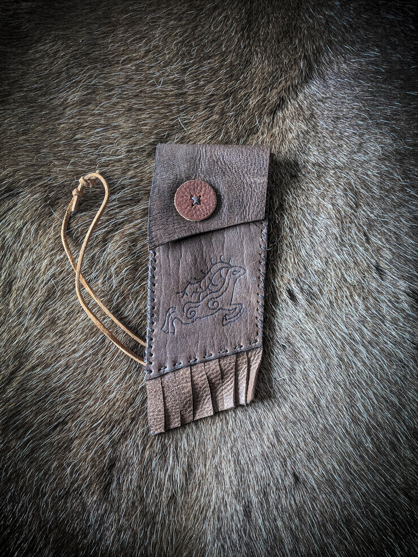 Neolithic Neck Pouch - Wearable Leather Trail Bag