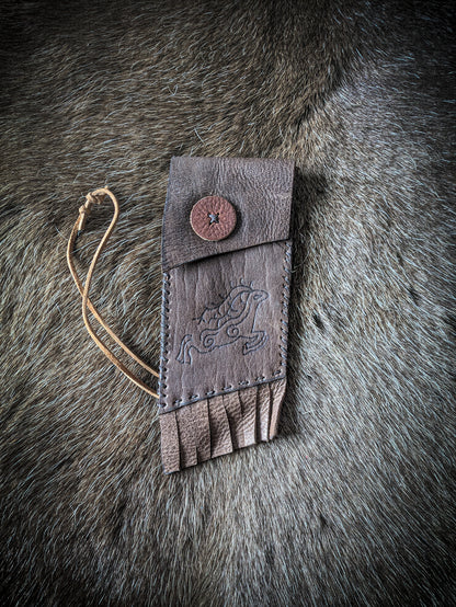 Neolithic Neck Pouch - Wearable Leather Trail Bag