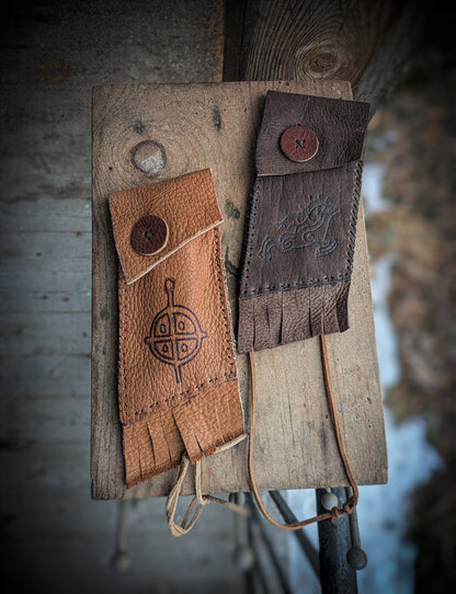 Neolithic Neck Pouch - Wearable Leather Trail Bag