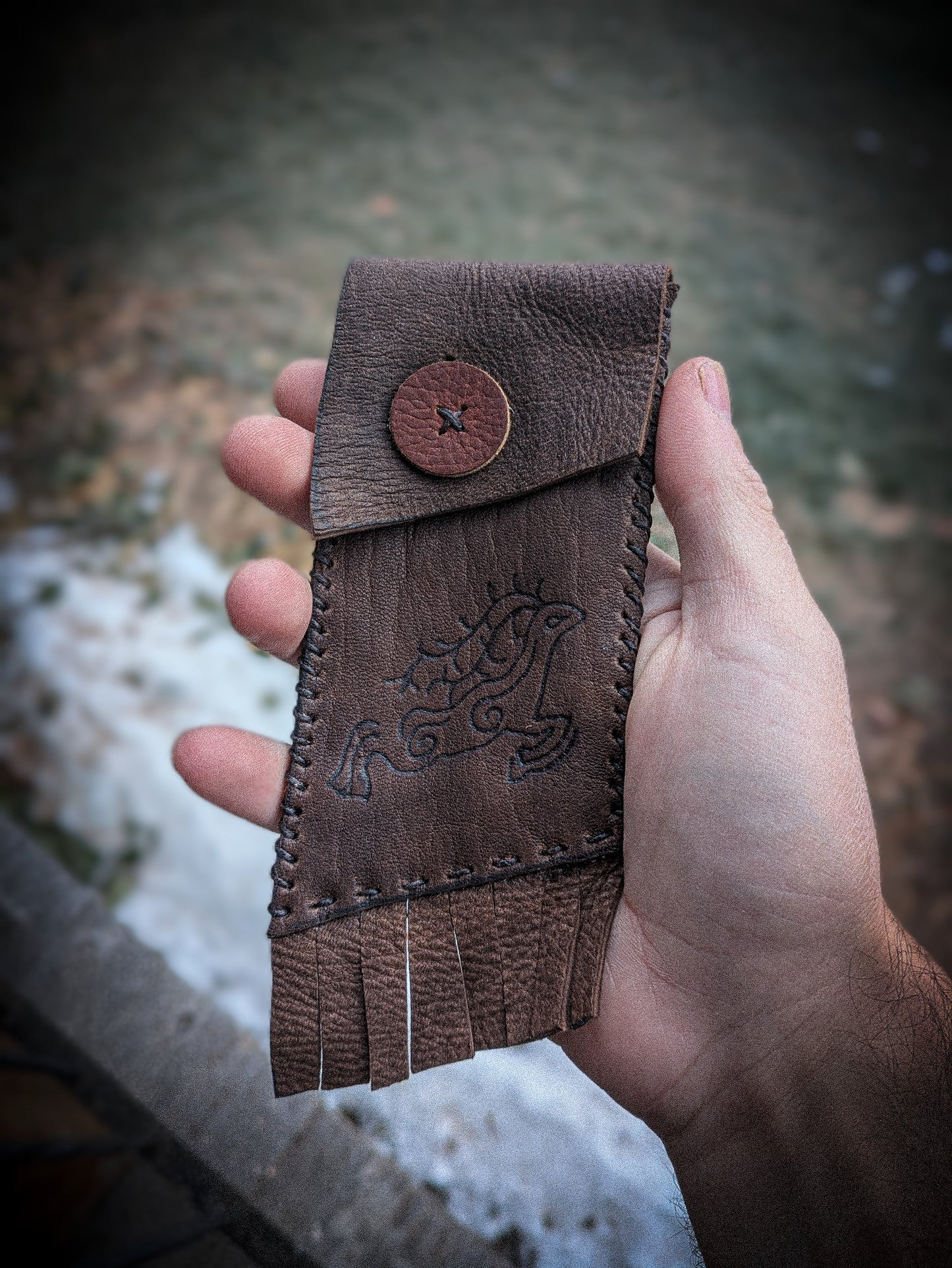 Neolithic Neck Pouch - Wearable Leather Trail Bag