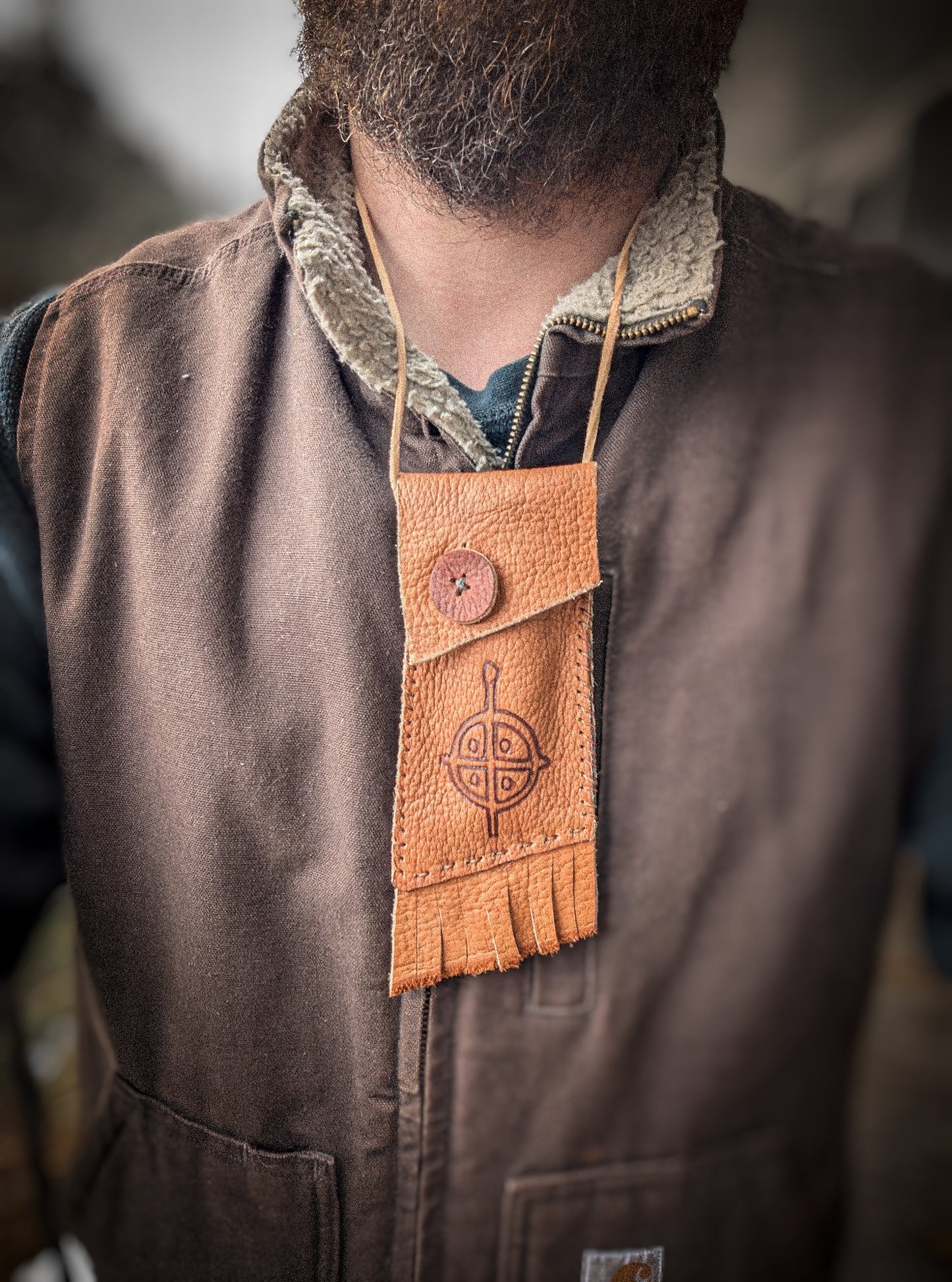 Neolithic Neck Pouch - Wearable Leather Trail Bag