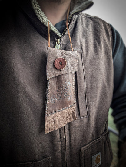 Neolithic Neck Pouch - Wearable Leather Trail Bag
