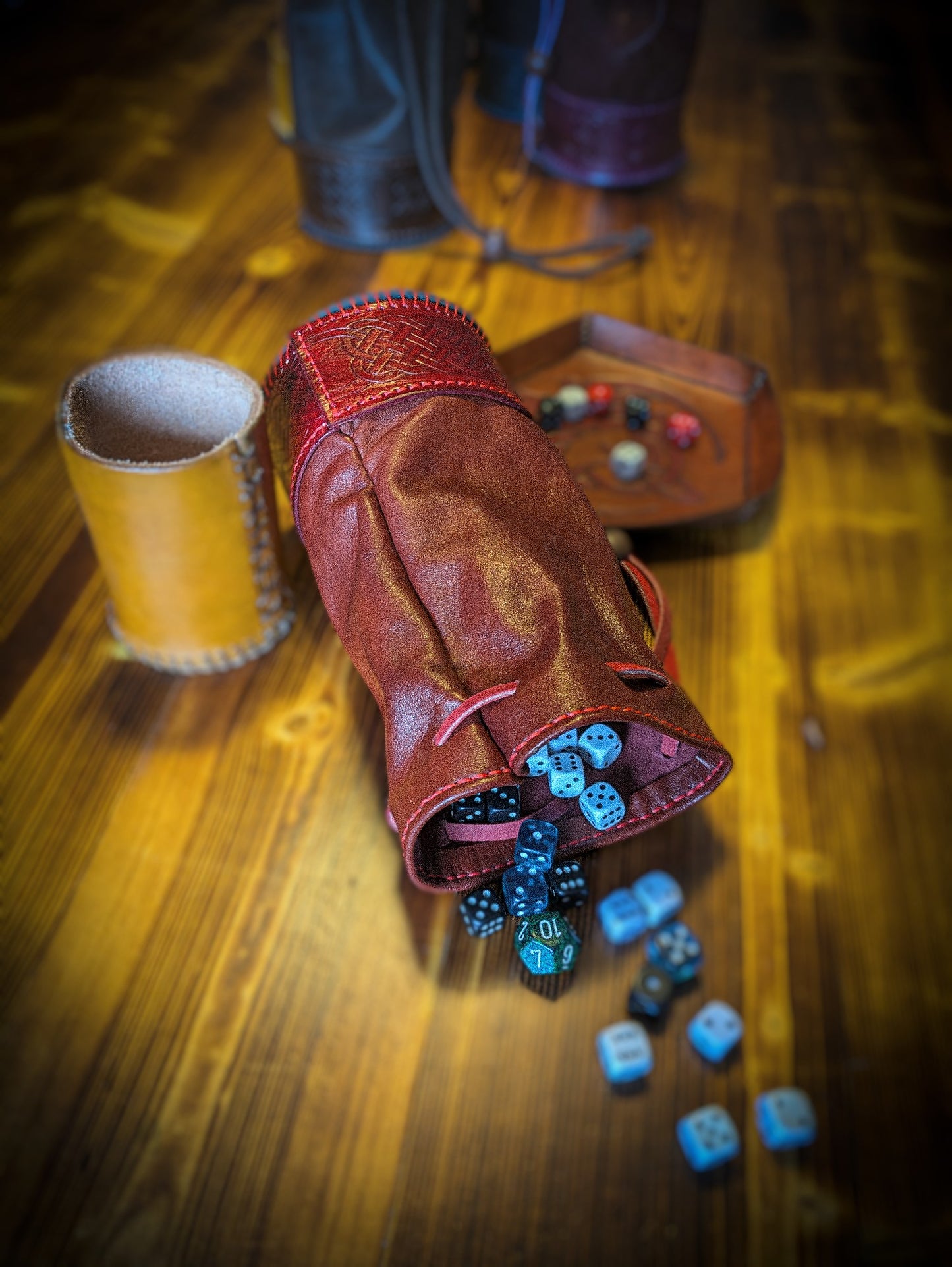 Leather Dice Bag - Pouch and Cup Combination for Games