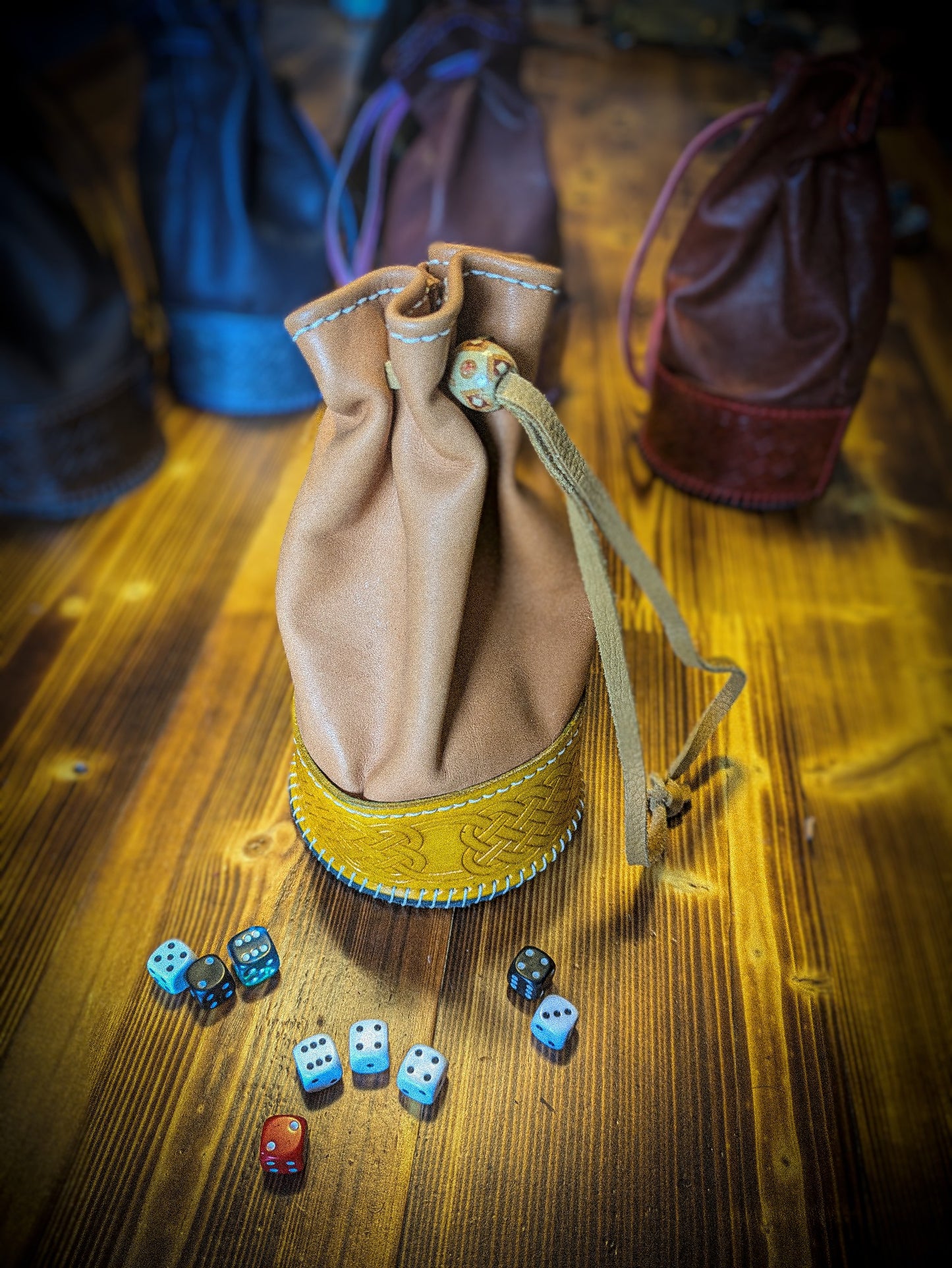 Leather Dice Bag - Pouch and Cup Combination for Games