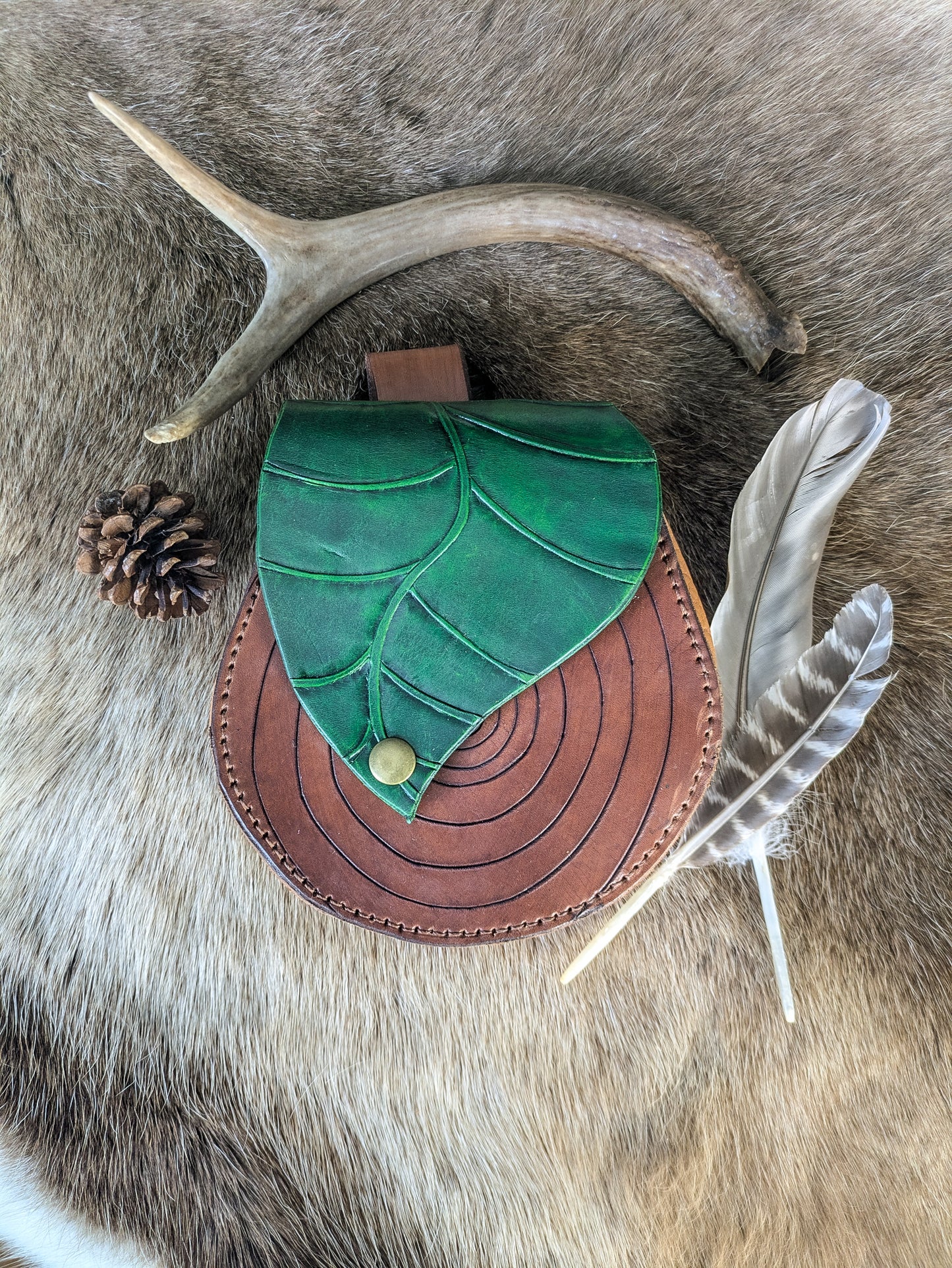 Elven Leaf Belt Satchel - Costume Accessory Bag
