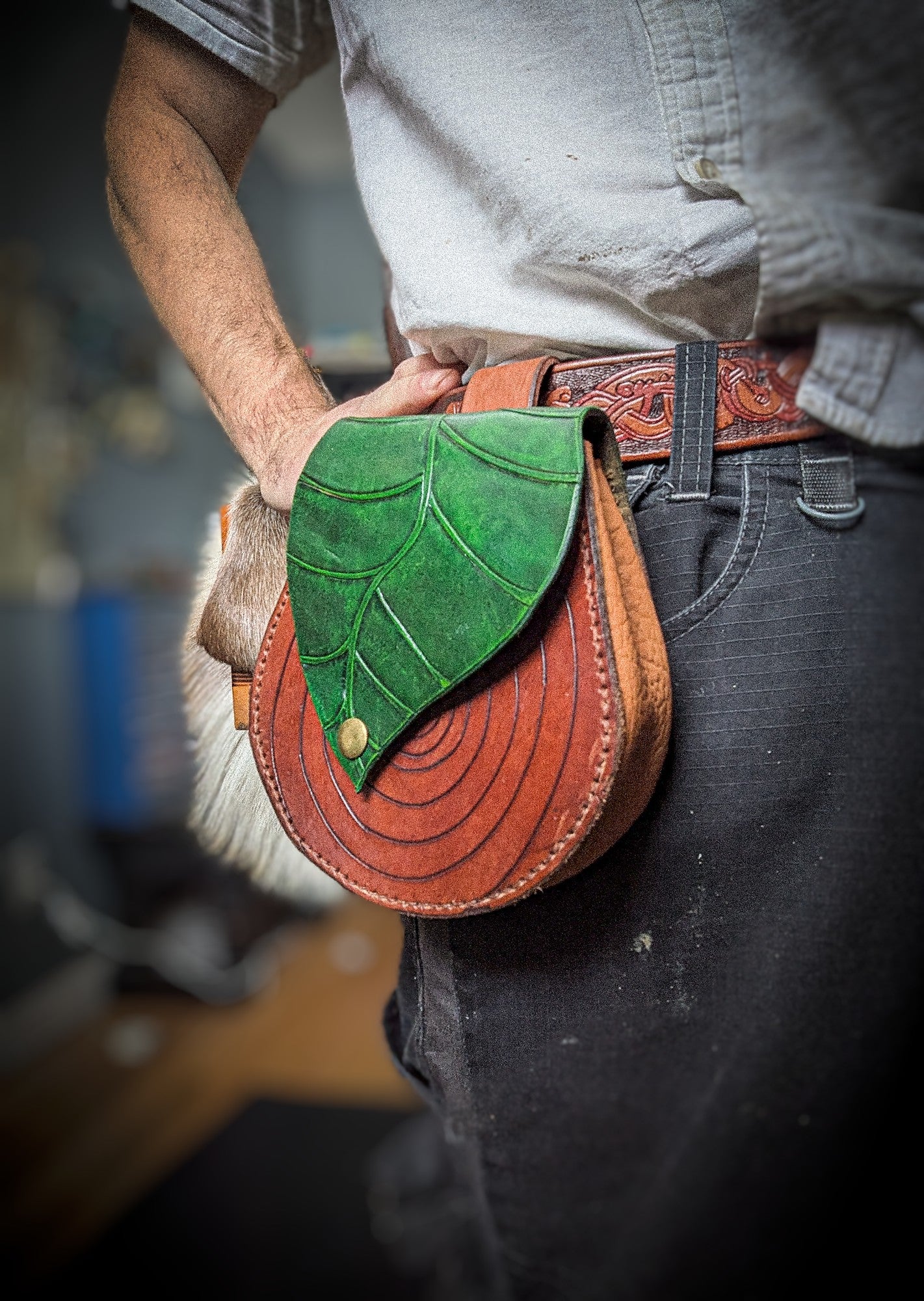 Elven Leaf Belt Satchel - Costume Accessory Bag