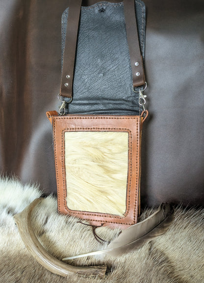 Leather Shoulder Bookbag with Strap - Polar Bear Bag I