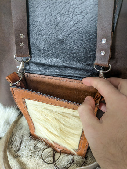 Leather Shoulder Bookbag with Strap - Polar Bear Bag I