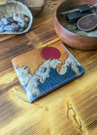 Leather Bifold Wallet - Ocean and Waves I