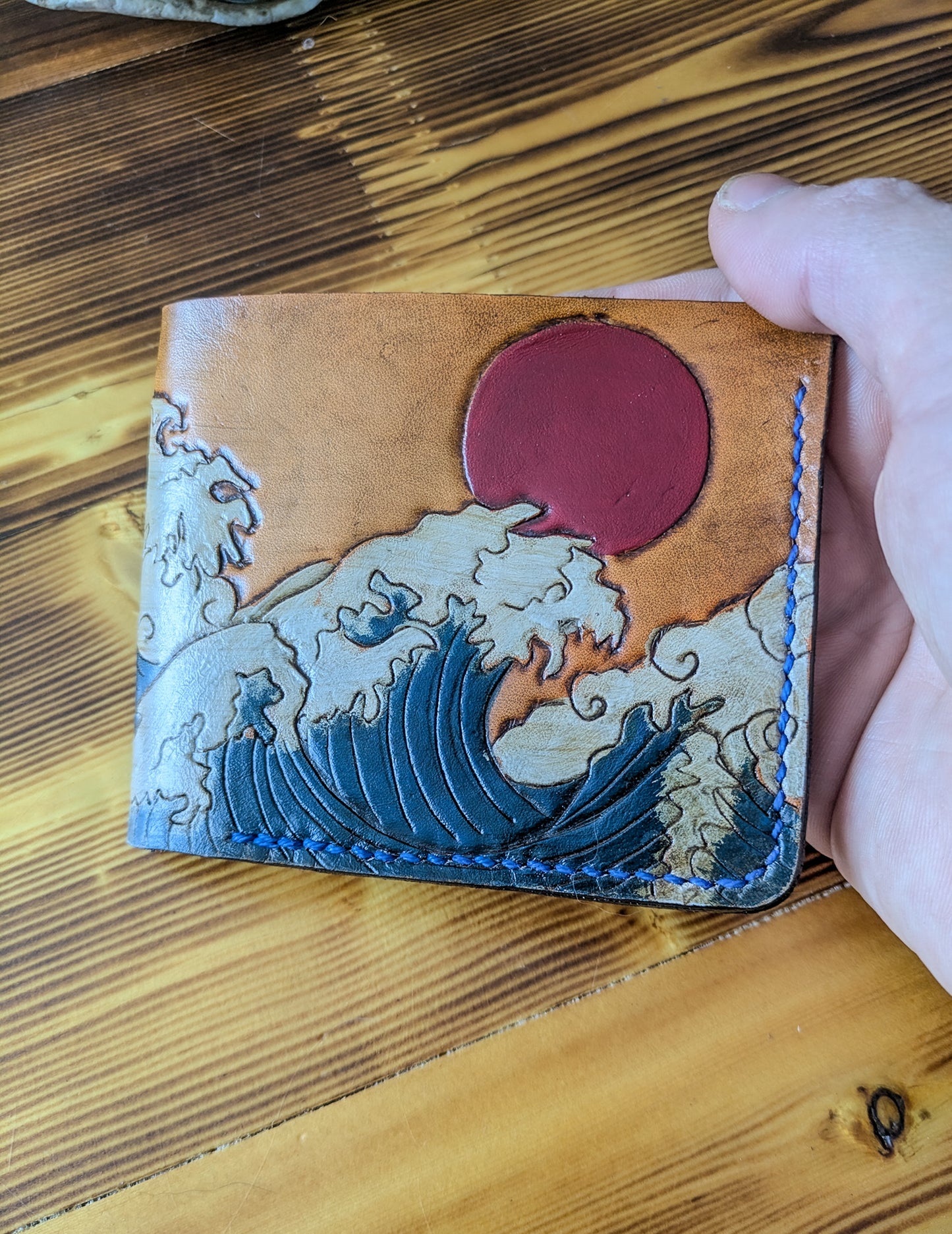 Leather Bifold Wallet - Ocean and Waves I