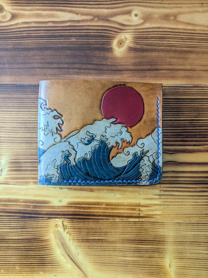 Leather Bifold Wallet - Ocean and Waves I