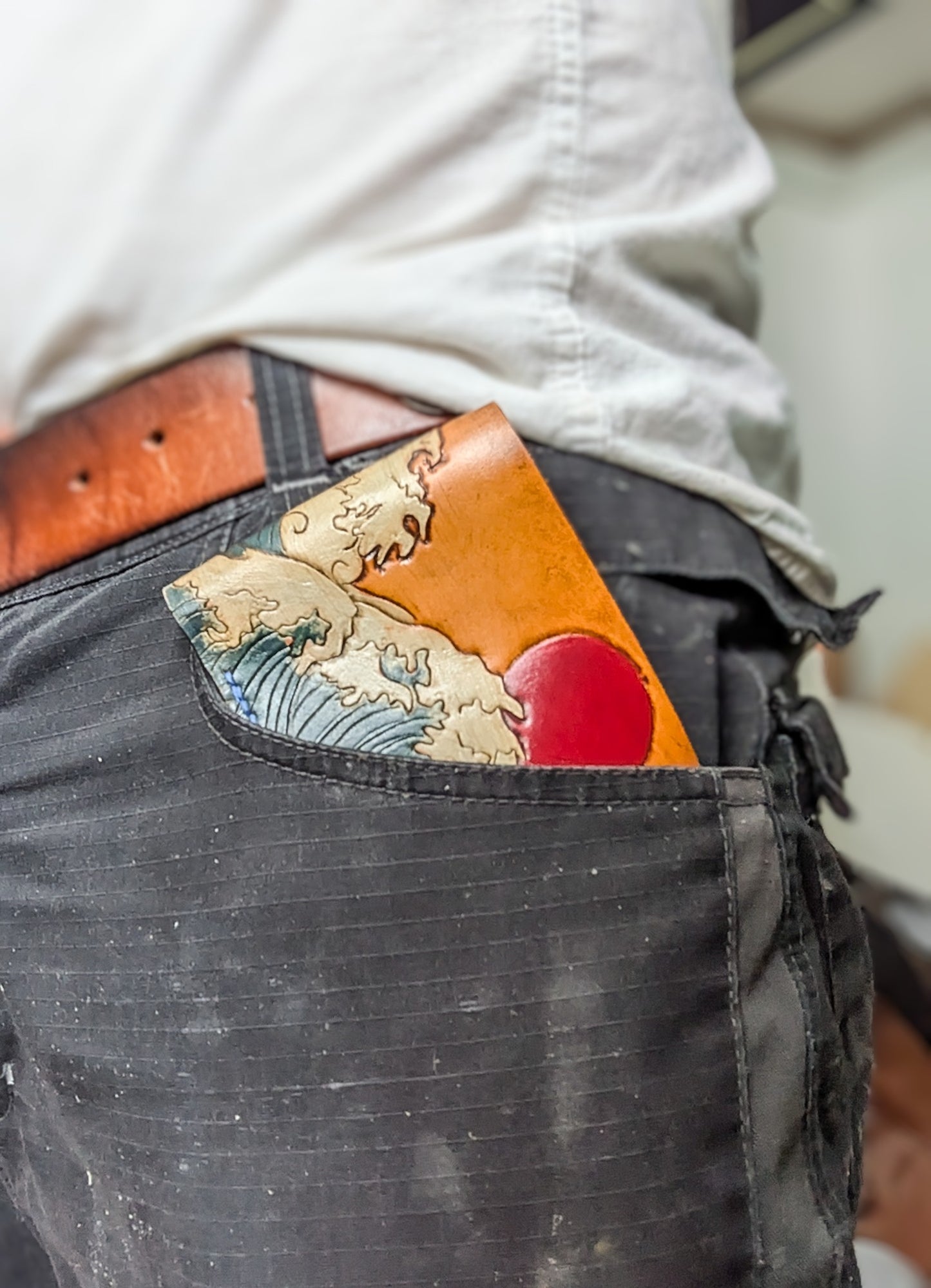 Leather Bifold Wallet - Ocean and Waves I