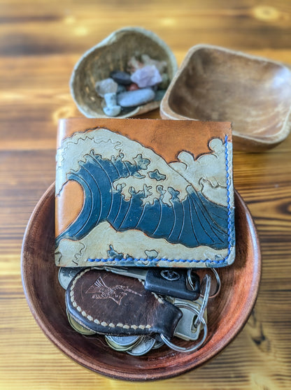 Leather Bifold Wallet - Ocean and Waves II