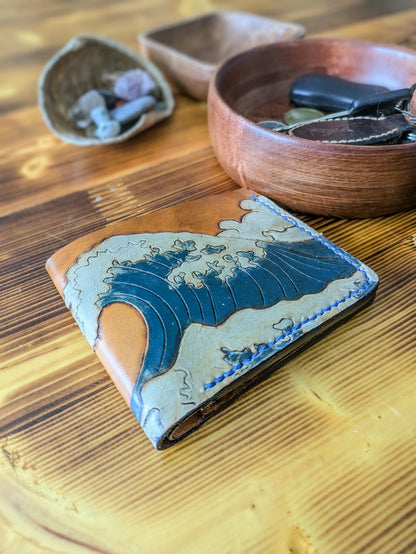 Leather Bifold Wallet - Ocean and Waves II