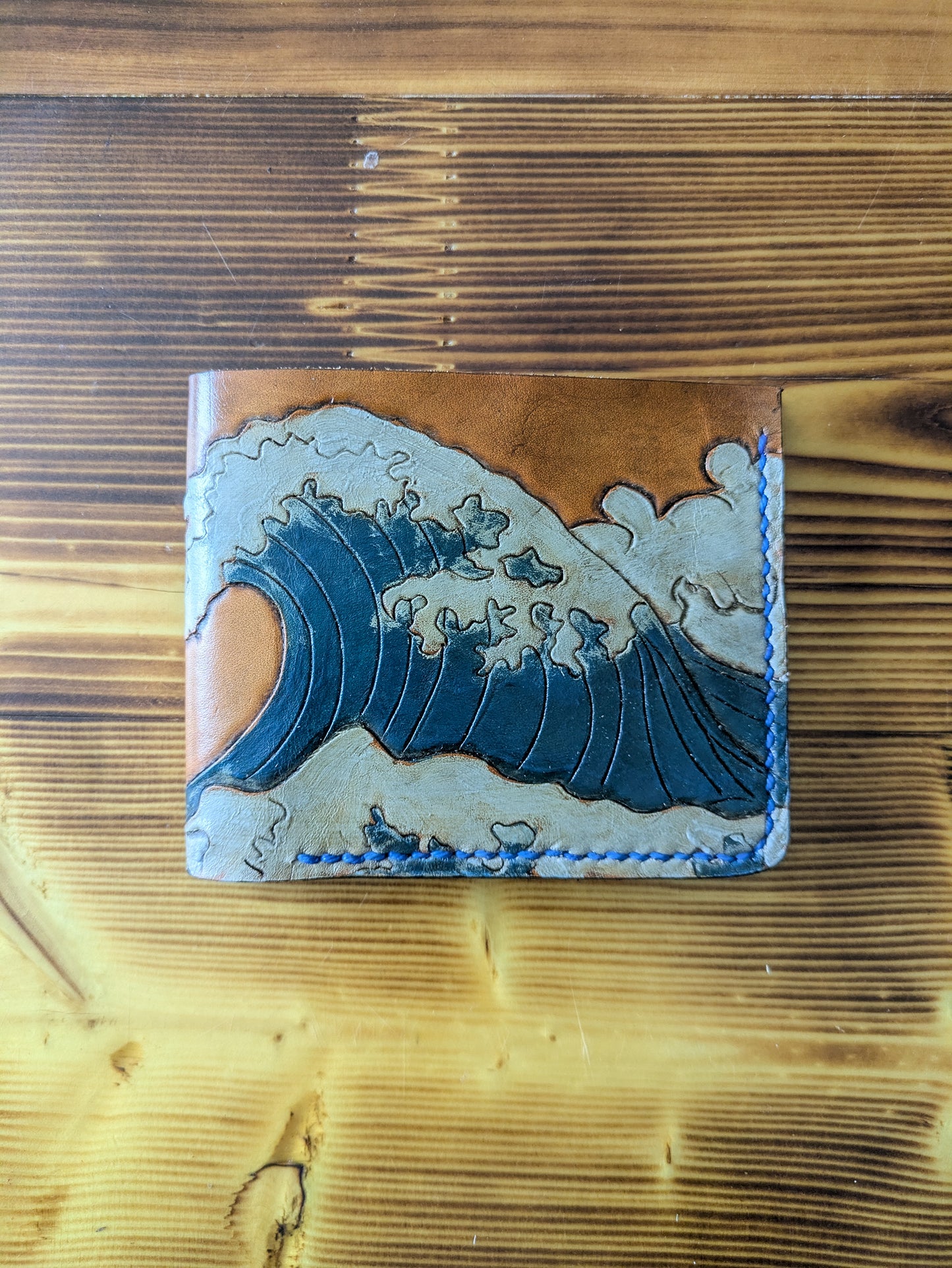 Leather Bifold Wallet - Ocean and Waves II