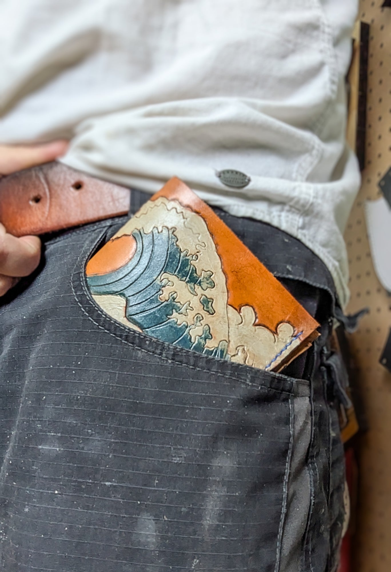 Leather Bifold Wallet - Ocean and Waves II