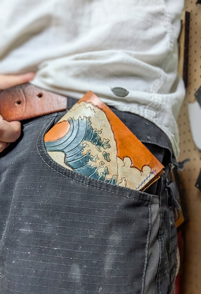 Leather Bifold Wallet - Ocean and Waves II