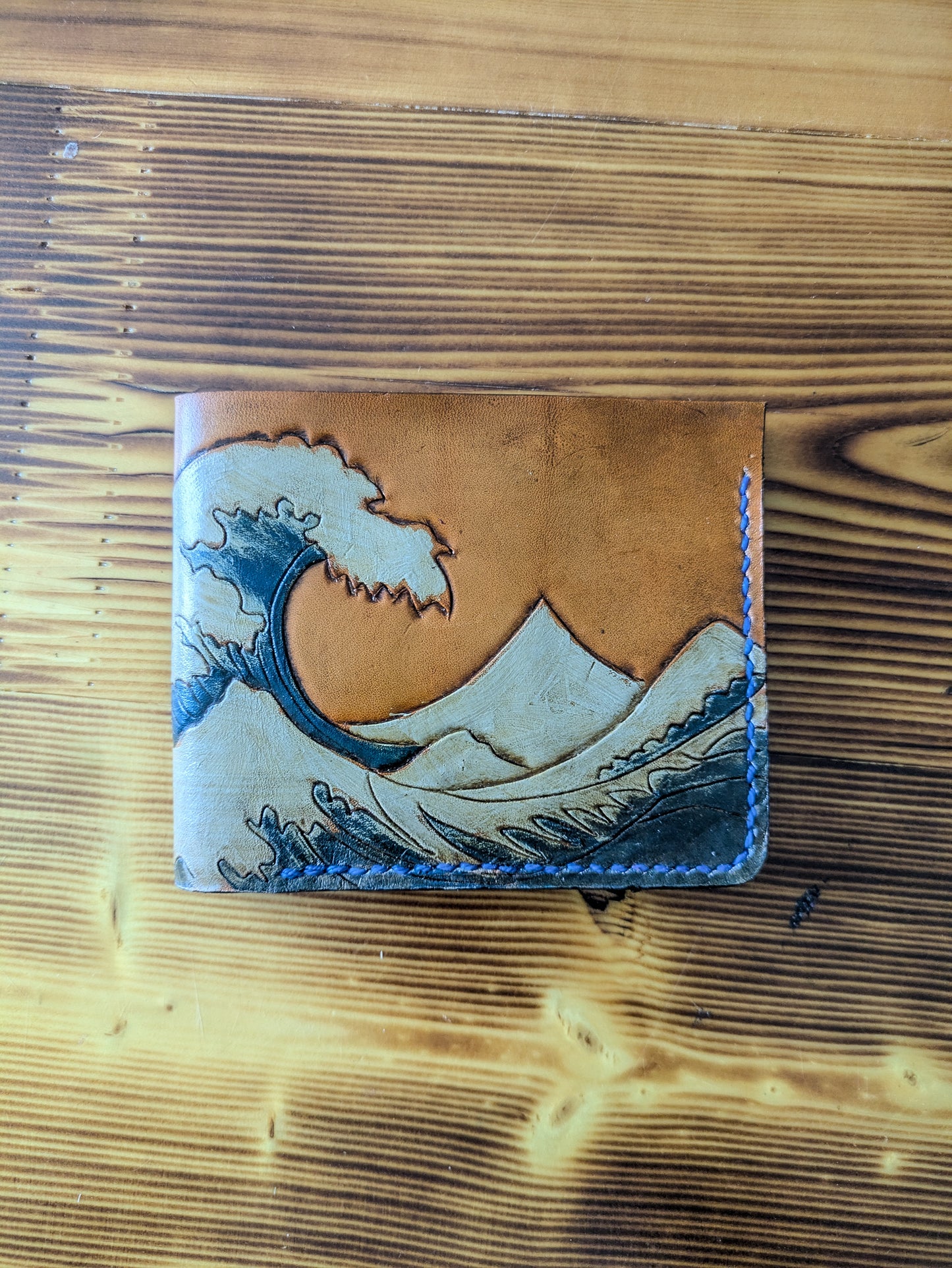 Leather Bifold Wallet - Ocean and Waves III