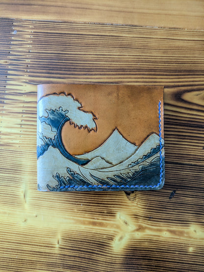 Leather Bifold Wallet - Ocean and Waves III