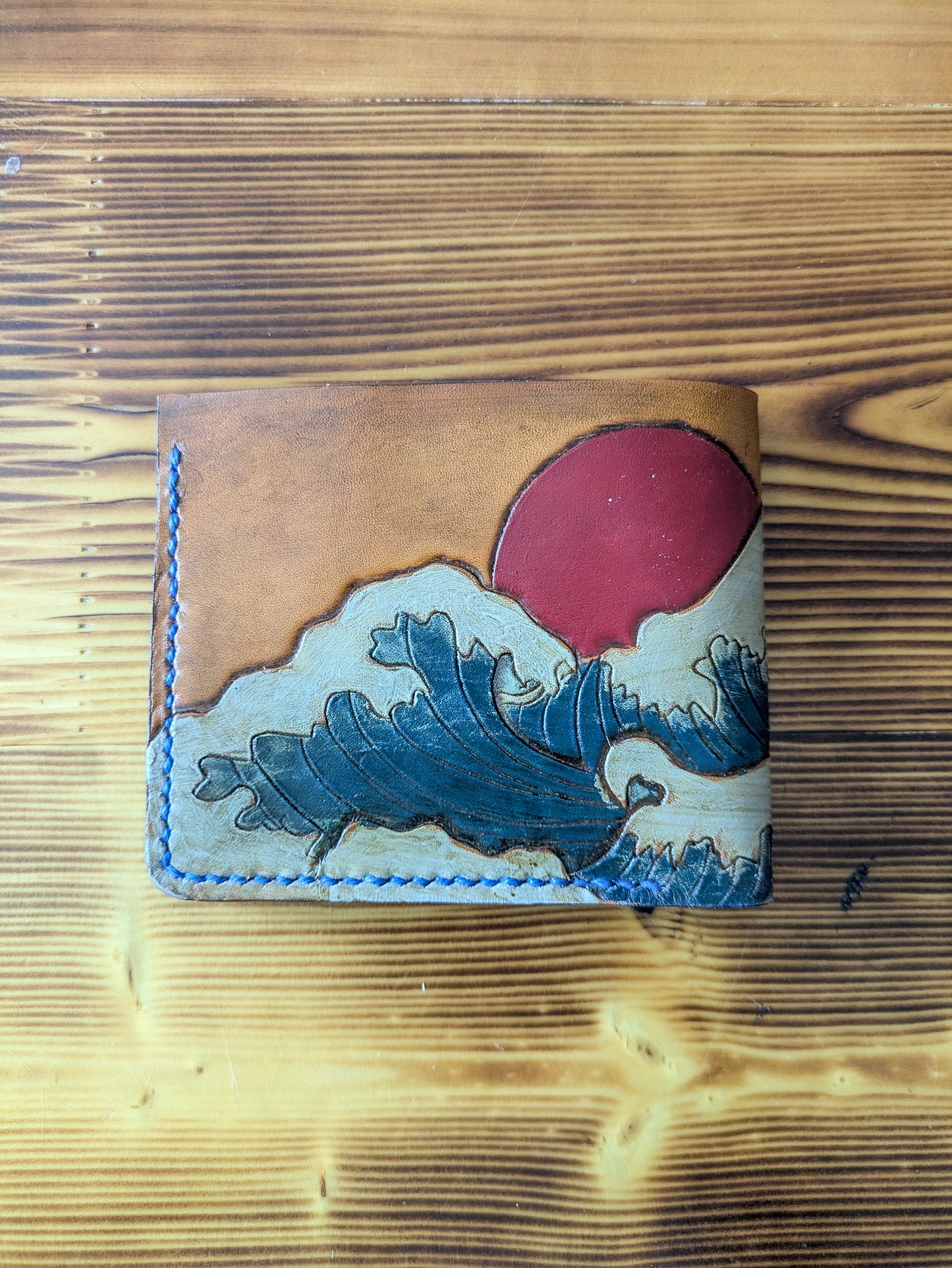 Leather Bifold Wallet - Ocean and Waves III