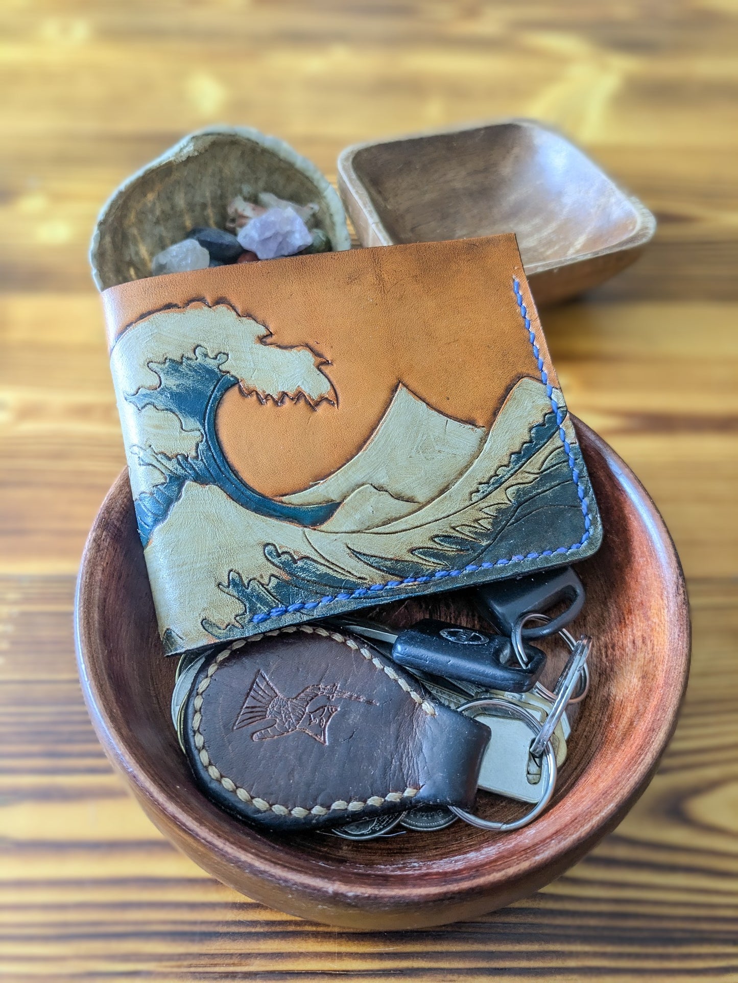 Leather Bifold Wallet - Ocean and Waves III