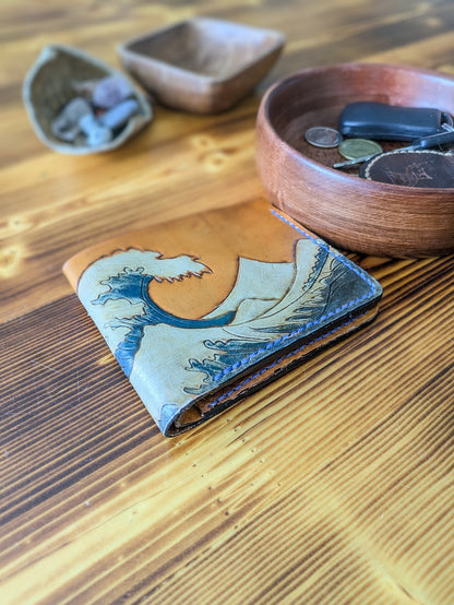 Leather Bifold Wallet - Ocean and Waves III