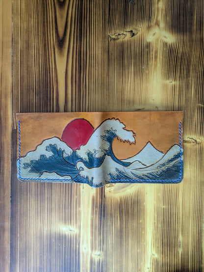 Leather Bifold Wallet - Ocean and Waves III