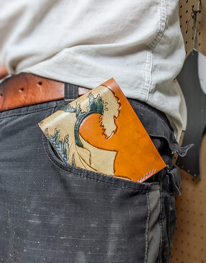 Leather Bifold Wallet - Ocean and Waves III