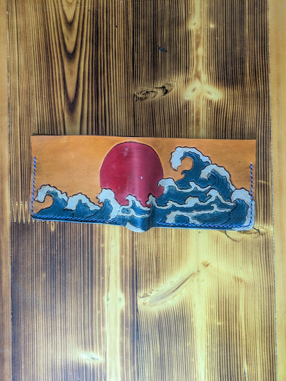 Leather Bifold Wallet - Ocean and Waves IIII
