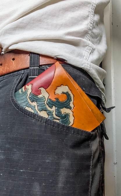 Leather Bifold Wallet - Ocean and Waves IIII