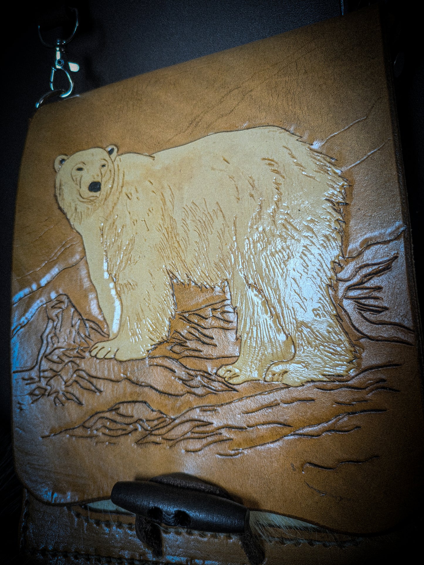 Leather Shoulder Bookbag with Strap - Polar Bag II