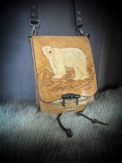 Leather Shoulder Bookbag with Strap - Polar Bag II