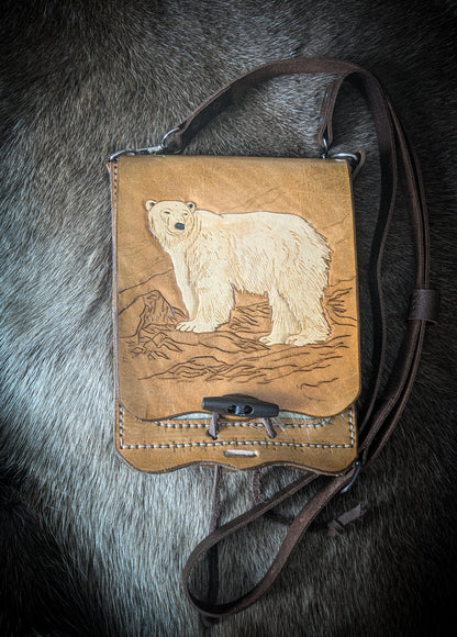 Leather Shoulder Bookbag with Strap - Polar Bag II