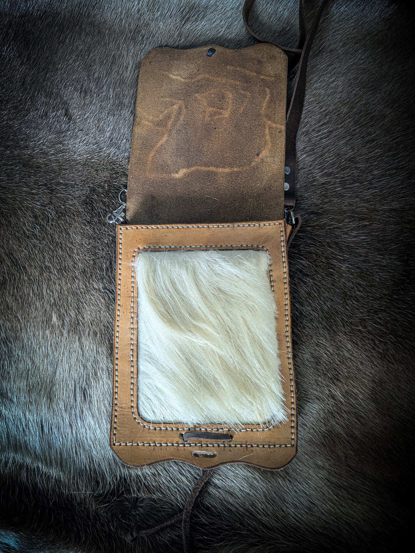 Leather Shoulder Bookbag with Strap - Polar Bag II