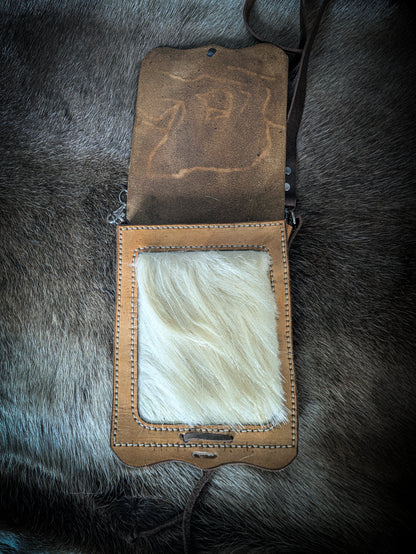 Leather Shoulder Bookbag with Strap - Polar Bag II