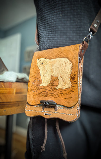 Leather Shoulder Bookbag with Strap - Polar Bag II