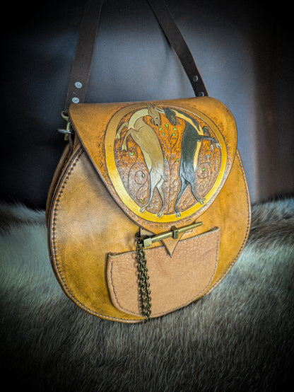 Leather Handbag - Medieval Rams