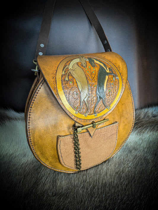 Leather Handbag - Medieval Rams