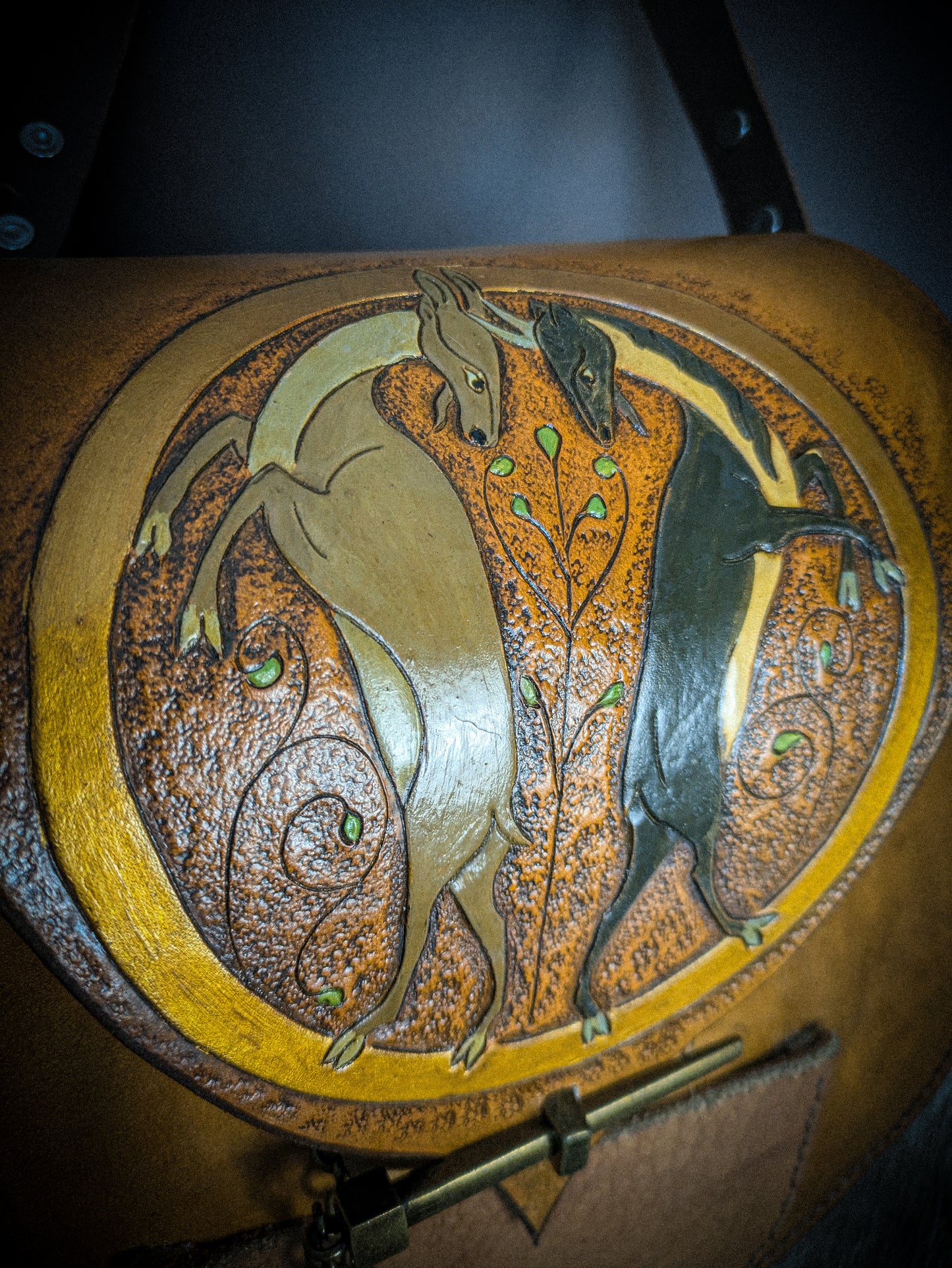 Leather Handbag - Medieval Rams