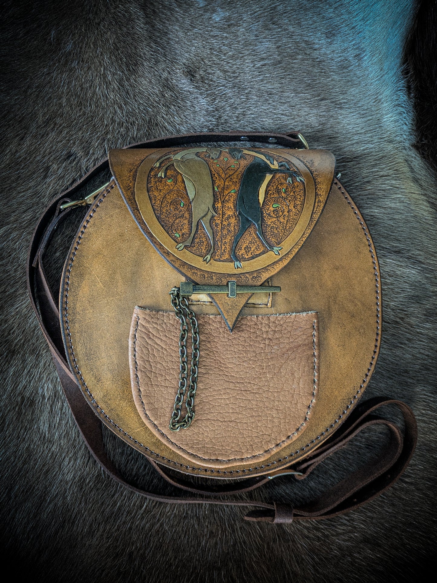 Leather Handbag - Medieval Rams