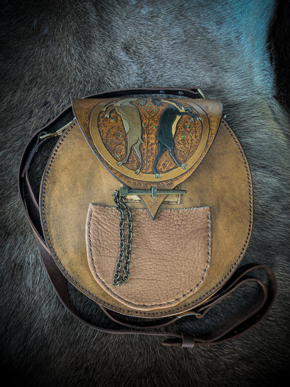 Leather Handbag - Medieval Rams