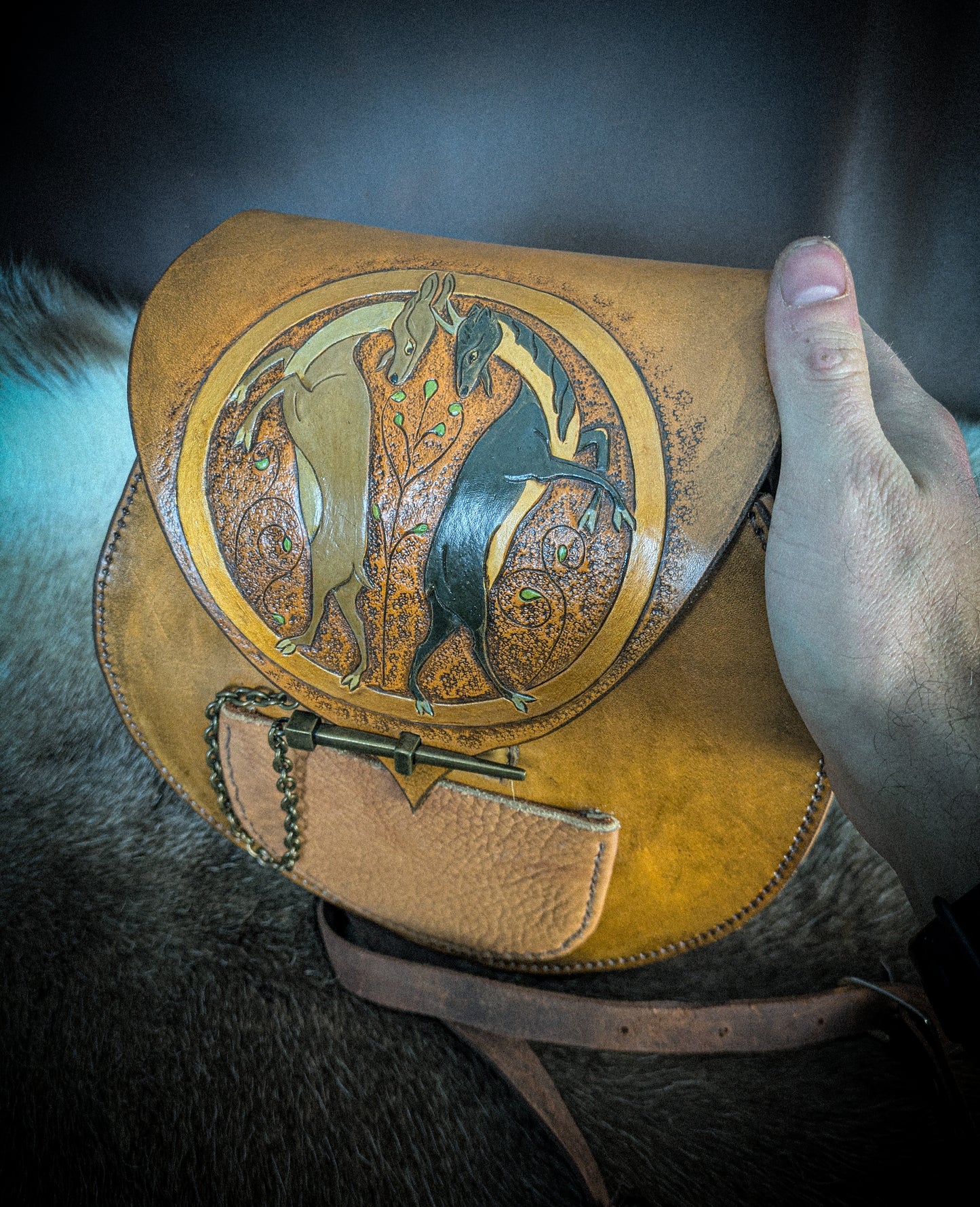 Leather Handbag - Medieval Rams