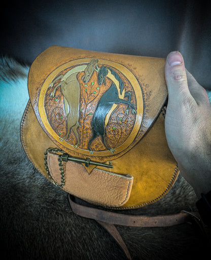 Leather Handbag - Medieval Rams
